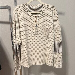 Chic Black and Cream Polka Dot Blouse